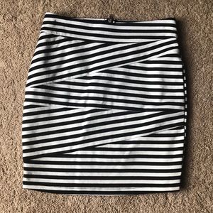 Black and White Striped Mini Skirt